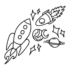 rocket and space elements vector illustration