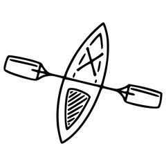 hand-drawn kayak line art
