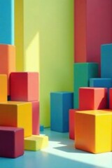 Obraz premium Vibrant Colorful Blocks Arranged in Abstract Composition Against a Backdrop of Sunny Hues