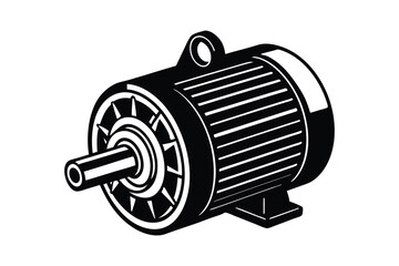 Silhouette of a heavy-duty electric motor vector art illustration.eps