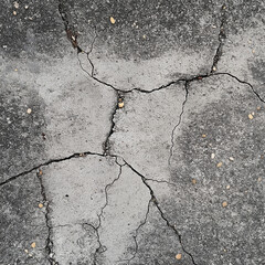 A rough concrete surface with visible tiny cracks, small stones embedded, and a slightly worn texture.