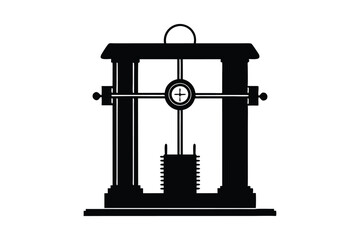 Silhouette of a hydraulic press and featuring a sturdy steel frame vector art illustration1.eps