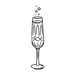 champagne glass with bubbles vector illustration