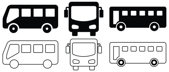 Bus icon vector for web and mobile app. bus sign and symbol. transport symbol. Bus icon set. Transport symbol in linear style. Vector illustration
