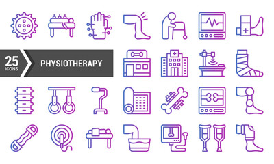 25 Gradient Line Icons for Physiotherapy.