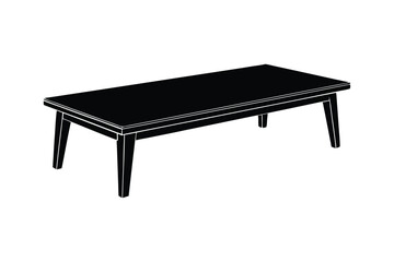 Silhouette of a wooden coffee table with a lower shelf vector art illustration.eps