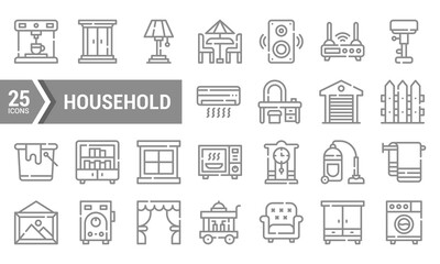 25 Household Line Icons for Web and Mobile Design.
