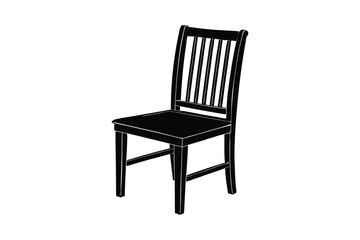 Silhouette of a wooden dining chair with woven seat vector art illustration.eps