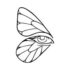 line art drawing of a butterfly with eye