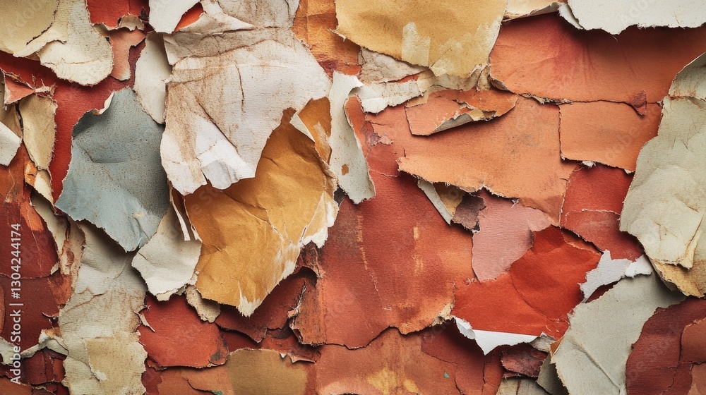 Aufkleber Torn paper forms an intriguing texture with jagged edges, providing a dynamic backdrop for creative design or studio work, evoking a sense of imperfection and artistry.