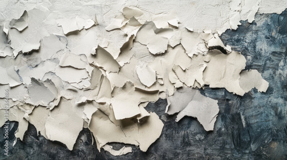 Poster Torn paper forms an intriguing texture with jagged edges, providing a dynamic backdrop for creative design or studio work, evoking a sense of imperfection and artistry.