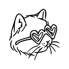 cute cat vector design with love glasses