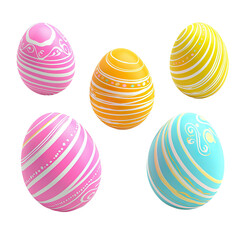 Obraz premium Colorful Decorative Easter Eggs in Various Patterns for Spring Celebration and Festive Decor Use