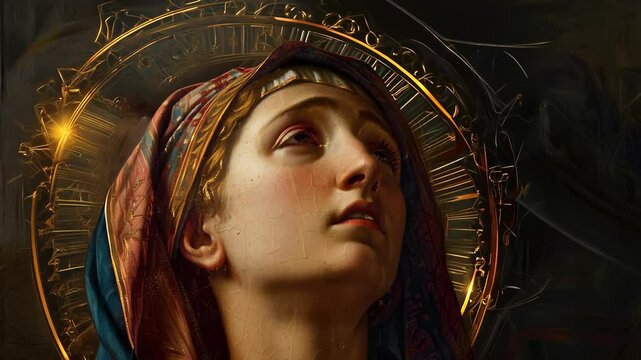 Icon of Virgin Mary: sacred devotion, holy mother, spiritual protection, Catholic faith, revered image, prayer ritual, divine motherhood, immaculate conception, Christian beliefs, faith practice.