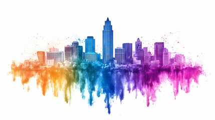 Obraz premium Colorful Cityscape Skyline Art