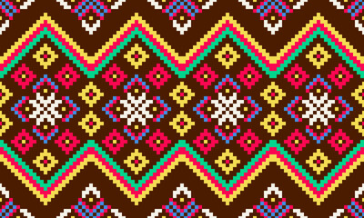 Pixel art meets fabric in this cutting-edge design. The bold contrasts and structured shapes create a versatile look, making it ideal for modern interiors, chic clothing, and statement accessories.