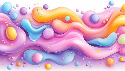 Colorful liquid candy swirls on white background