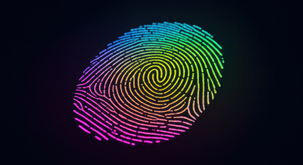 A vibrant fingerprint glows, representing digital identity and secure access.
