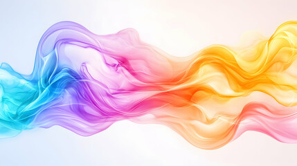 Fototapeta premium Colorful smoke swirls across a clean, bright white background, ethereal art