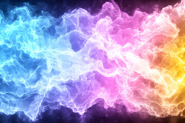 Obraz premium Colorful smoke swirls across a dark background with shades of yellow and blue