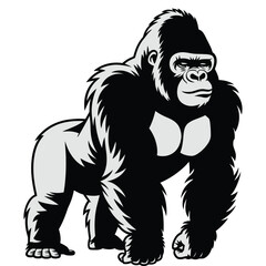 Bold and Muscular Gorilla Clipart.