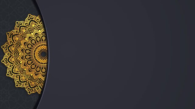 Luxury Gold Elegant Mandala Animation in Gold gray black Color. Perfect for Arabic Islamic Eid Ramadan, Adding a Touch of Opulence to Videos, Websites, Social Media Content, Promotional Material 4k