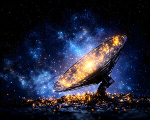 Cosmic Radio Telescope in Starry Night Sky