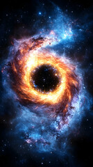 Obraz premium Cosmic vortex swirling around black hole