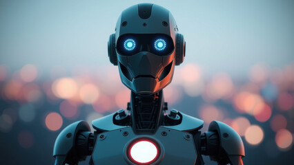 robot cyborg blur background