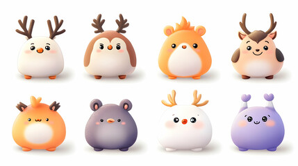 Naklejka premium Cute Animal Illustrations Set