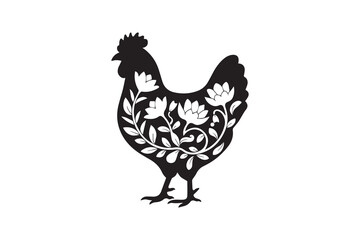 Floral Chicken Design VECTOR
