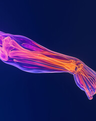 Fototapeta premium Elbow dislocation injury treatment. Joint recovery. Pain diagnosis. Elbow trauma visualization in a sports accident context.