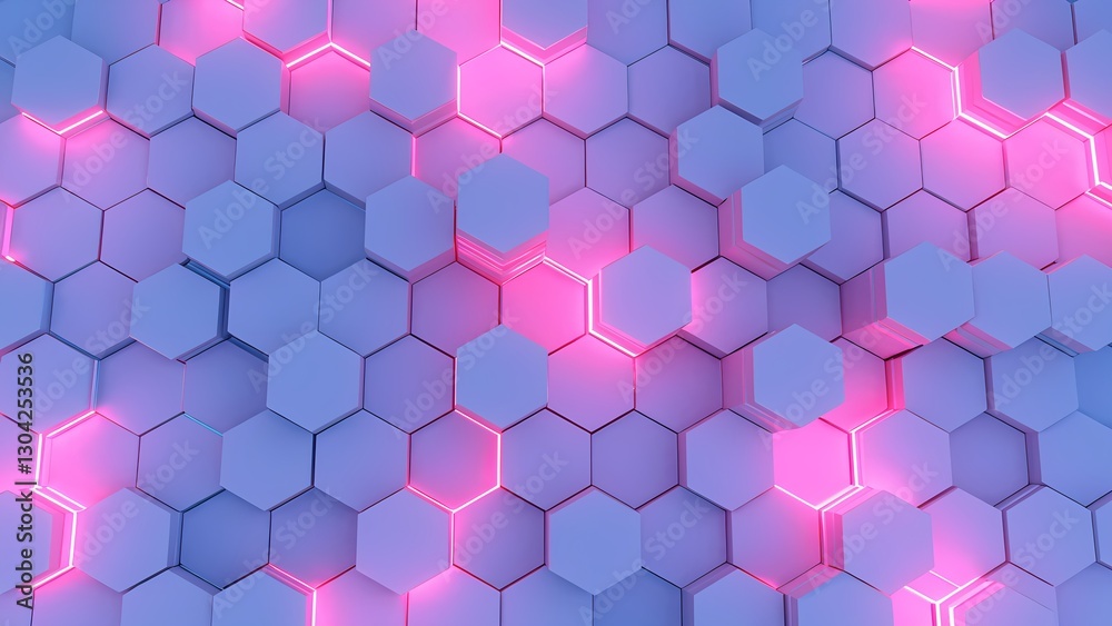 Poster dynamic hexagonal patterns with neon glow digital space graphic design futuristic vibe close-up view