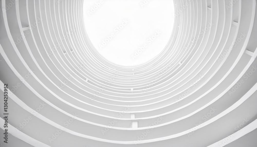 Aufkleber abstract white architectural vortex with curved layered lines, modern minimal design, futuristic sym