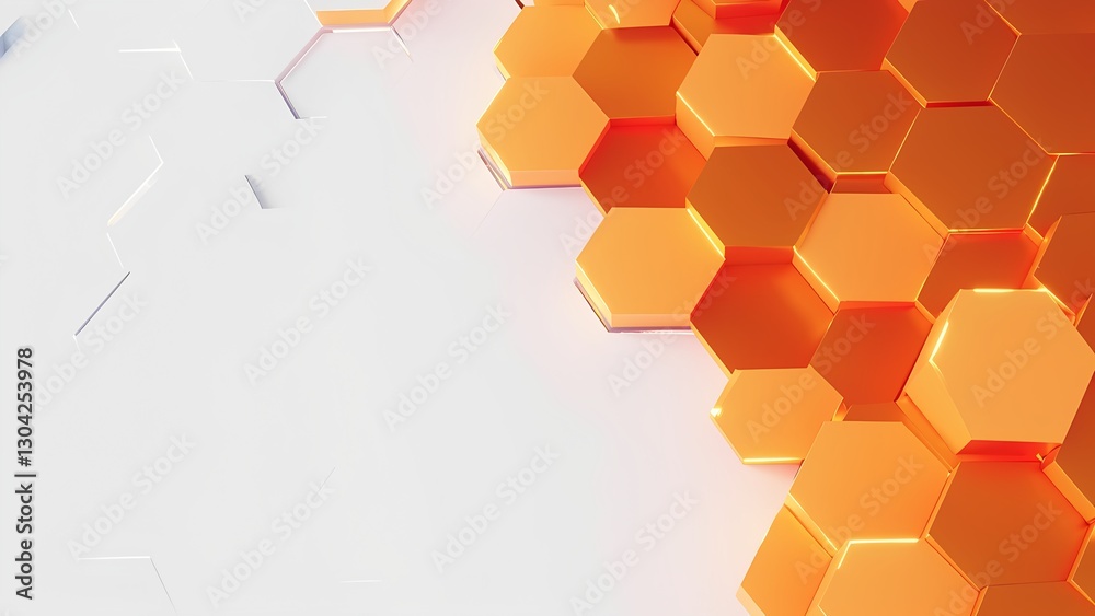 Poster dynamic orange hexagon patterns modern design studio graphic background minimalist environment abstr
