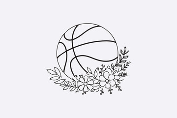 Basketball with Floral Arrangement Design VECTOR © somaiya