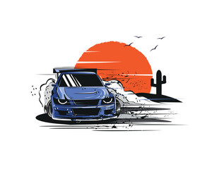 smokey car on the desert © yusuf