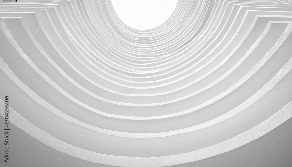 Aufkleber abstract white architectural vortex with curved layered lines, modern minimal design, futuristic symmetry, dynamic perspective

