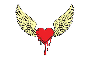 Heart with Angel Wings Design VECTOR