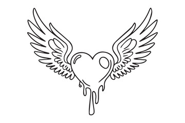 Heart with Angel Wings Design VECTOR