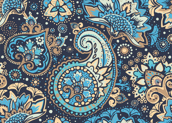 Vintage Seamless Paisley pattern for tapestry, fabric, wallpaper. Traditional oriental style design.