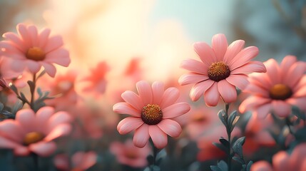 flowers in yellow and pink soft gradient