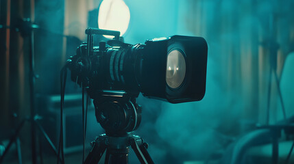 Classic vintage film look camera setup studio background professional photography wallpaper creative environment artistic viewpoint