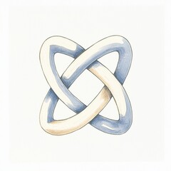 A stylized knot design featuring intertwining loops in blue and cream colors, symbolizing unity and connection.