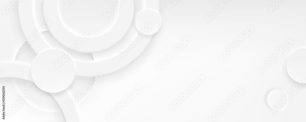Poster neumorphism background with soft white circular shapes with minimal depth effect. clean abstract emb