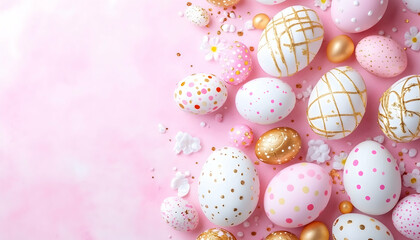 Pastel Easter Eggs, Pink Background