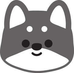 にっこり笑うシンプルな黒柴のイラスト