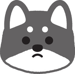 不満げな表情をしているシンプルな黒柴のイラスト