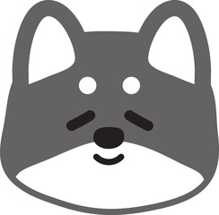 穏やかな顔をしているシンプルな黒柴のイラスト