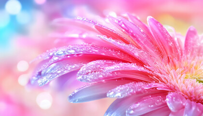 Obraz premium Pink gerbera with water droplets, vibrant colors